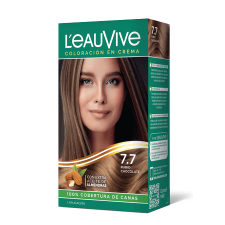 Kit de Coloración L’eau Vive# brinda brillo y color duradero a tu pelo, gracias a su fórmula con aceite de almendras dulces, presente en la coloración y el enjuague acondicionador PH ácido.